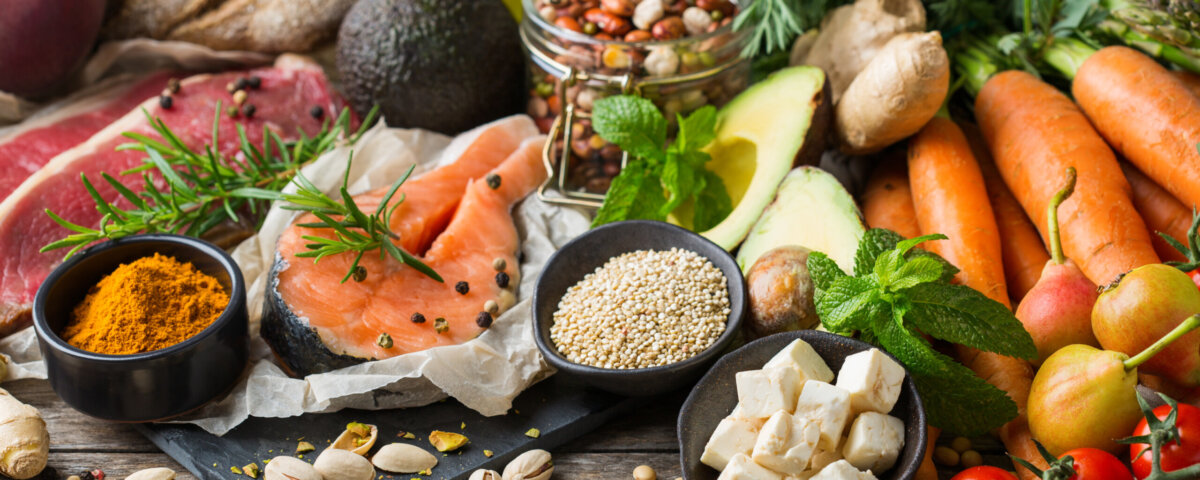 Healthy food for balanced flexitarian mediterranean diet concept