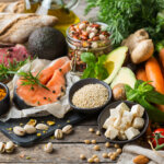 Healthy food for balanced flexitarian mediterranean diet concept