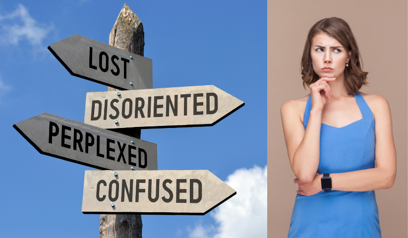 donna confusa davanti ad una scelta